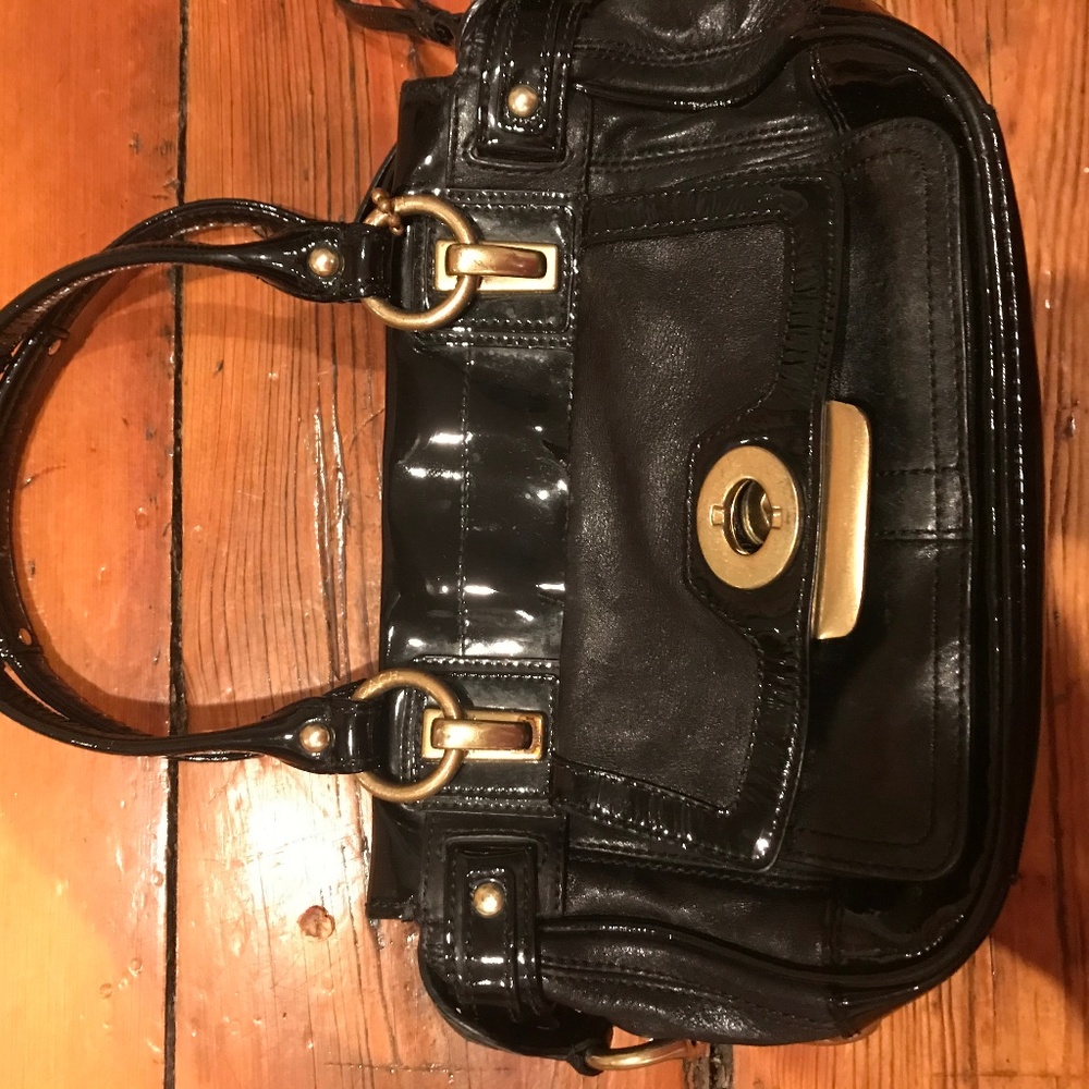 Coach black leather satchel